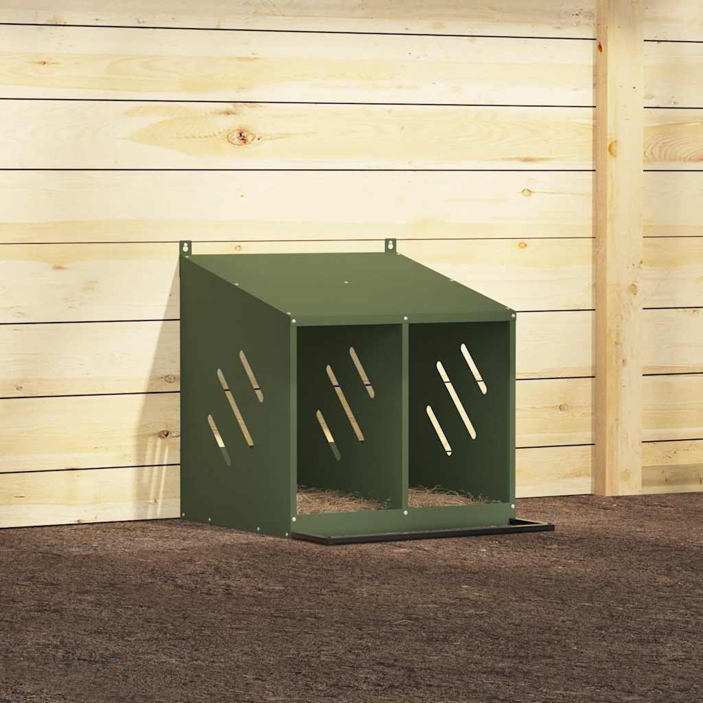 Hniezdo pre kurčatá s 2 priehradkami, olivovo zelený kov