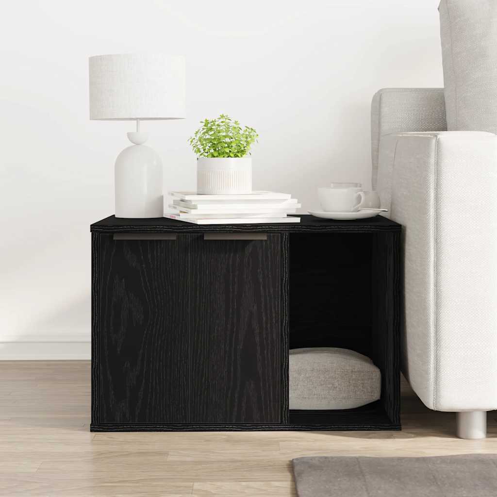 Uzavretý box na stelivo čierny dub 60x40x40 cm kompozitné drevo