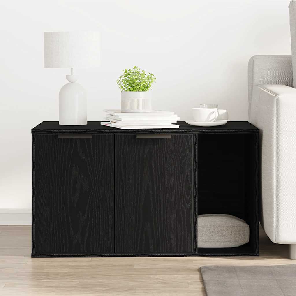 Uzavretý box na stelivo čierny dub 80x50x45 cm kompozitné drevo
