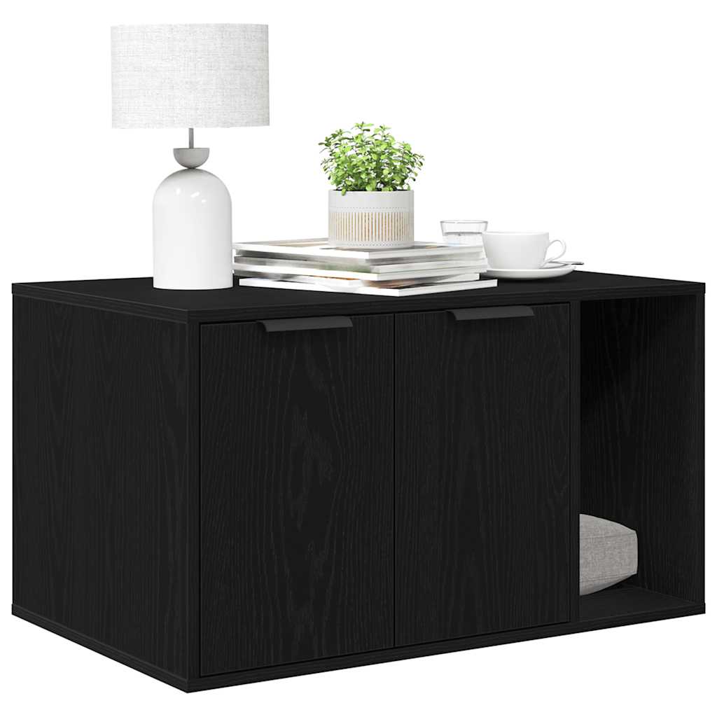 Uzavretý box na stelivo čierny dub 80x50x45 cm kompozitné drevo