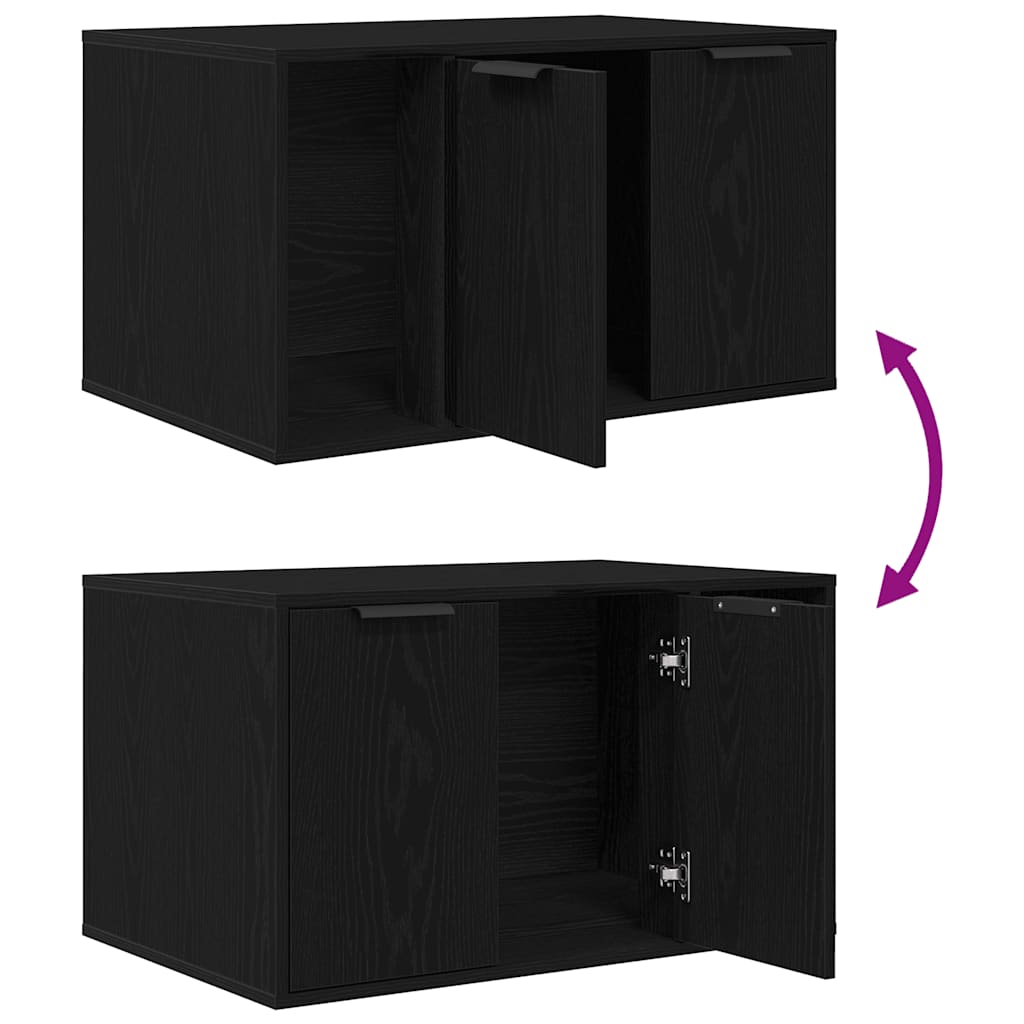 Uzavretý box na stelivo čierny dub 80x50x45 cm kompozitné drevo