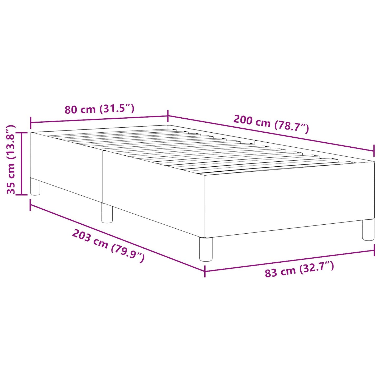 Tmavo šedý rám postele 80x200 cm z kordurovej tkaniny