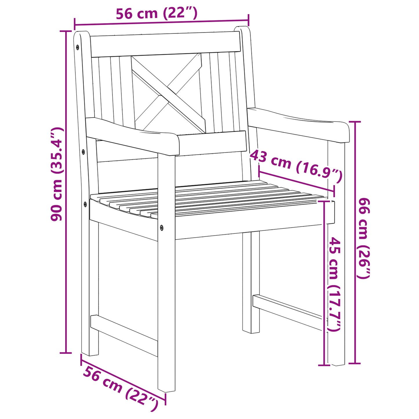 Záhradné stoličky vidaXL 8 ks 56x55.5x90 cm Masívne akáciové drevo