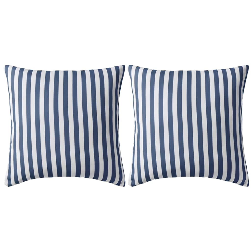 Vankúše do exteriéru 2 ks pruhované 45x45cm tmavomodré