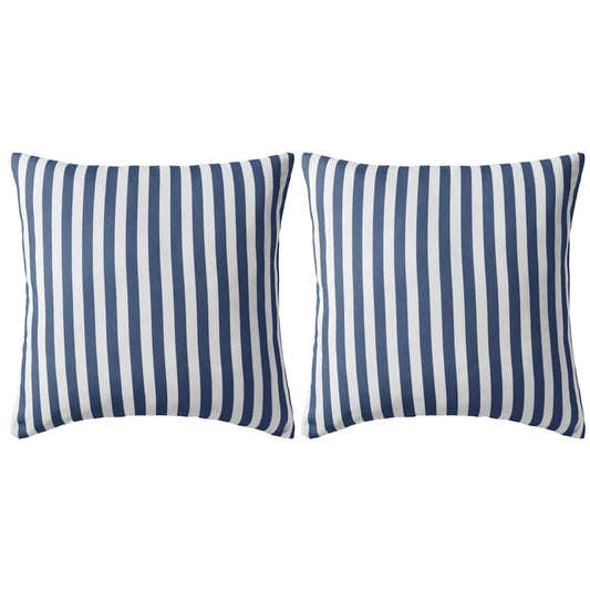 Vankúše do exteriéru 2 ks pruhované 45x45cm tmavomodré