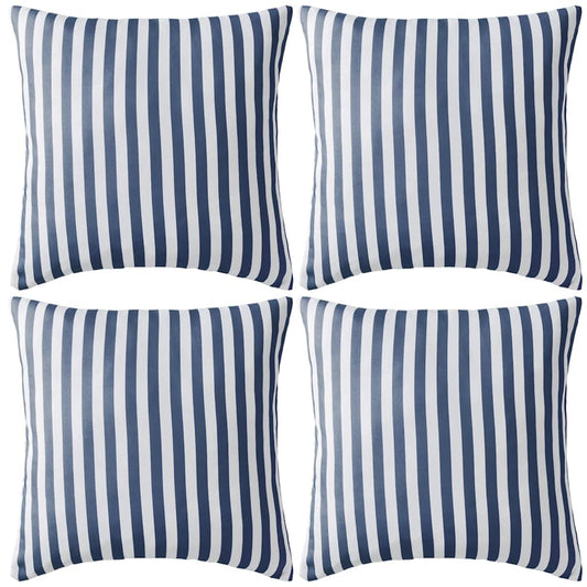 Vankúše do exteriéru 4 ks pruhované 45x45cm tmavomodré
