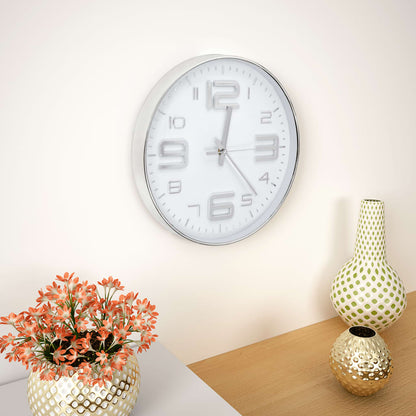 Nástenné hodiny 30 cm strieborné