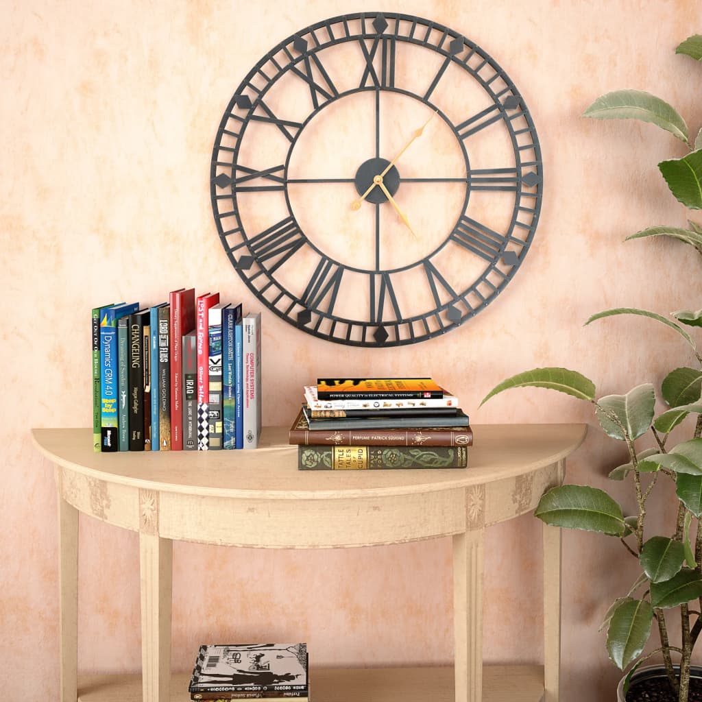 Vintage nástenné hodiny s pohonom Quartz kovové 60 cm XXL