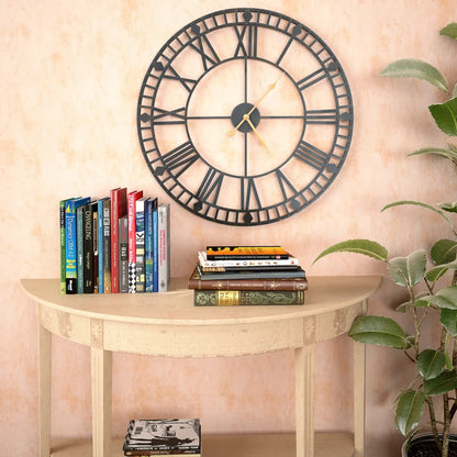 Vintage nástenné hodiny s pohonom Quartz kovové 60 cm XXL