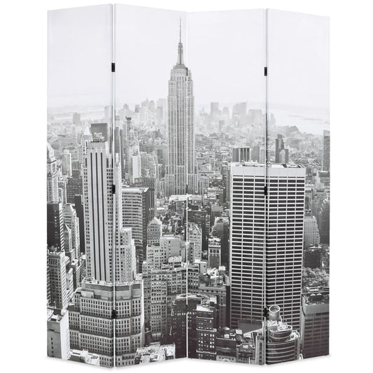 Skladací paraván 160x170 cm, potlač New Yorku, čierno biela