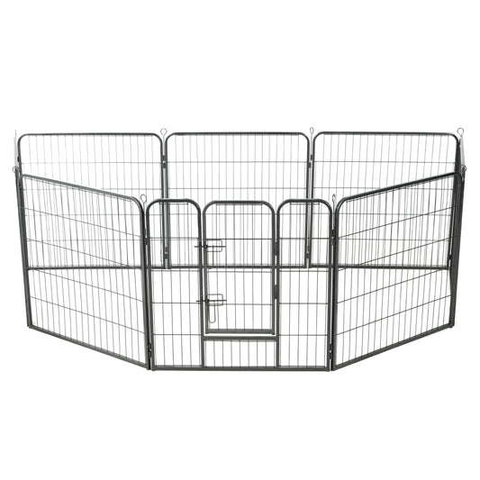 Oceľová ohrádka pre psov s 8 panelmi 80x80 cm čierna