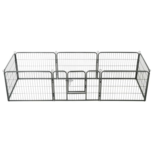 Oceľová ohrádka pre psov s 8 panelmi 60x80 cm čierna