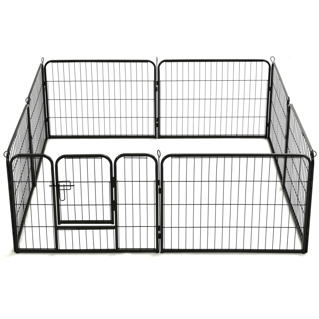 Oceľová ohrádka pre psov s 8 panelmi 60x80 cm čierna