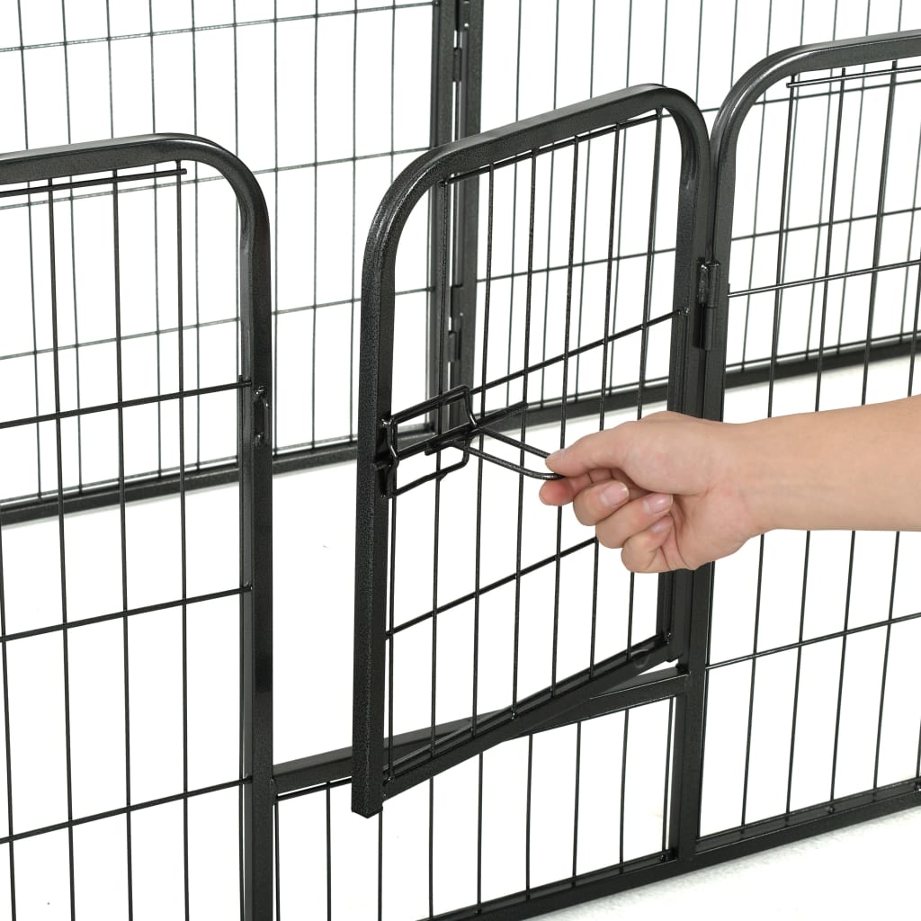 Oceľová ohrádka pre psov s 8 panelmi 60x80 cm čierna