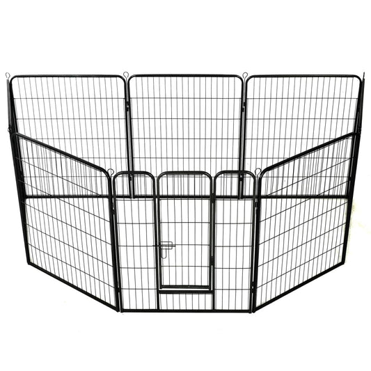 Oceľová ohrádka pre psov s 8 panelmi 80x100 cm čierna