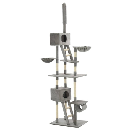 Škrabadlo pre mačky so sisalovými stĺpikmi 230-260 cm, sivé