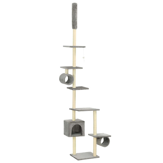 Škrabadlo pre mačky so sisalovými stĺpikmi 260 cm, sivé
