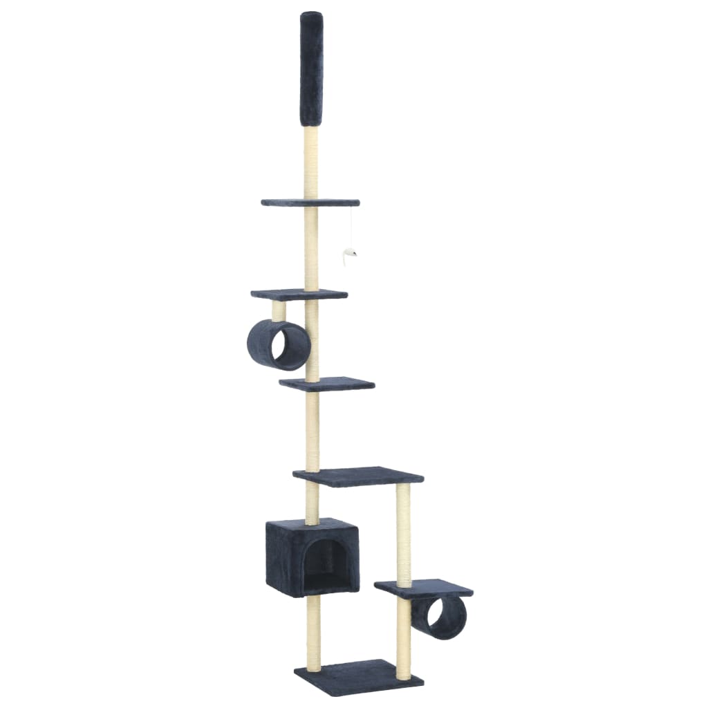 Škrabadlo pre mačky so sisalovými stĺpikmi 260 cm, tmavomodré