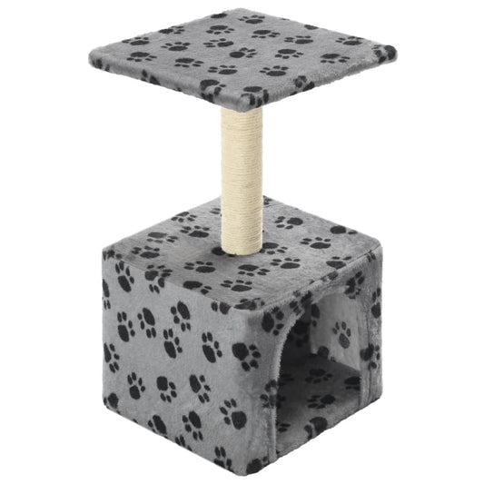 Škrabadlo pre mačky, sisalový stĺpik 55 cm, sivé s labkami