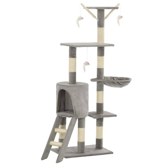 Škrabadlo pre mačky so sisalovými stĺpikmi 138 cm sivé