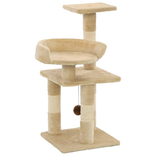 Škrabadlo pre mačky so sisalovými stĺpikmi 65 cm béžové