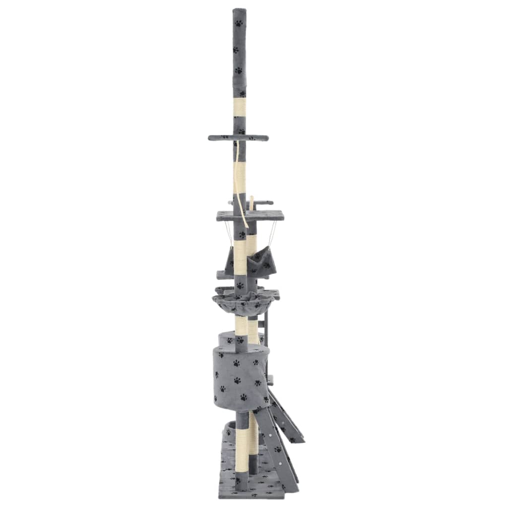 Škrabadlo pre mačky so sisalovými stĺpikmi 230-250 cm sivé s labkami