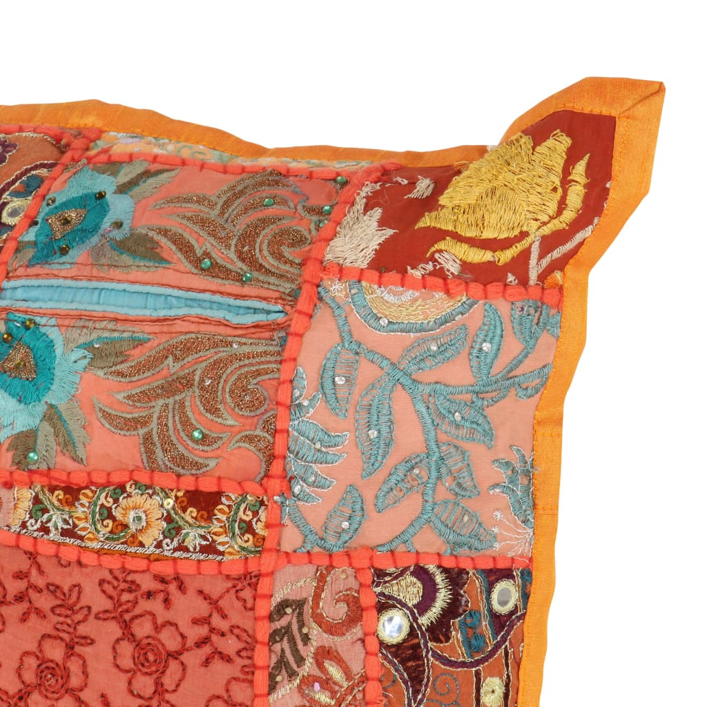 Vankúše Patchwork 2 Ks Ručne Vyrobené 45X45 Cm Oranžovo-Zelené