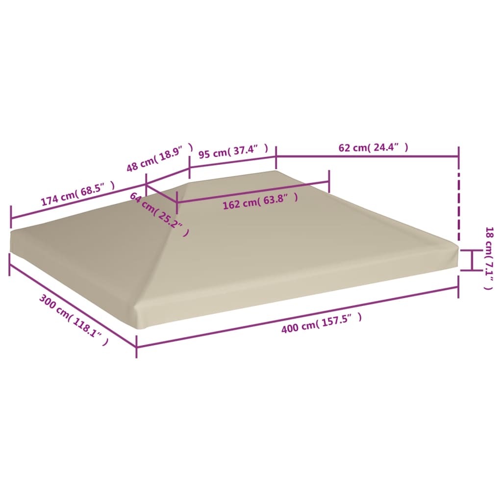 Strieška na altánok 310 g/m² 4x3 m, béžová