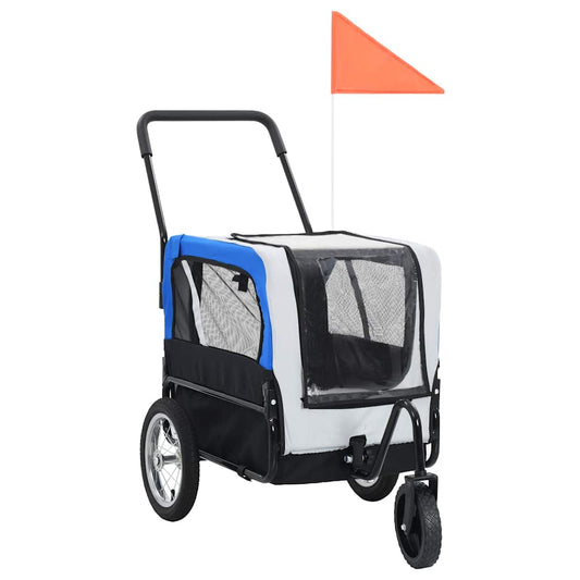 Vozík pre domáce zvieratá na bicykel/beh 2-v-1, sivo modrý