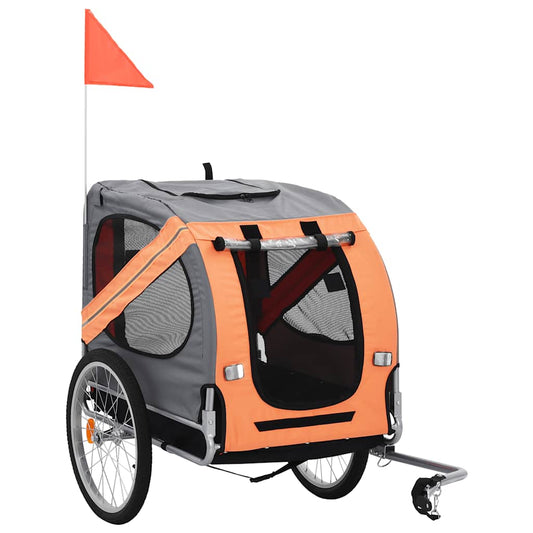 Vozík za bicykel pre psa, oranžovo sivý