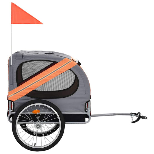 Vozík za bicykel pre psa, oranžovo sivý