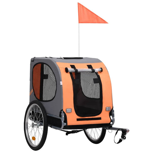 Vozík za bicykel pre psa, oranžovo sivý