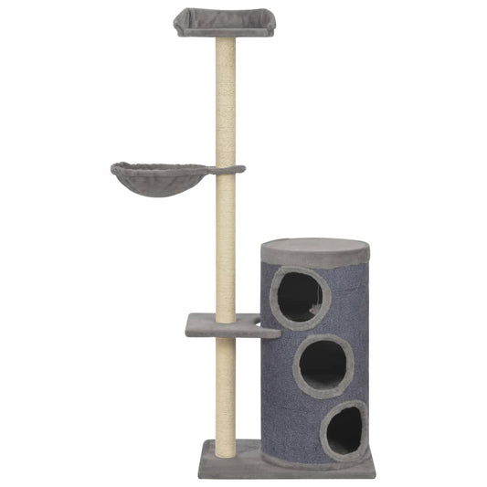 Škrabadlo pre mačky so sisalovými stĺpikmi, sivé 148 cm