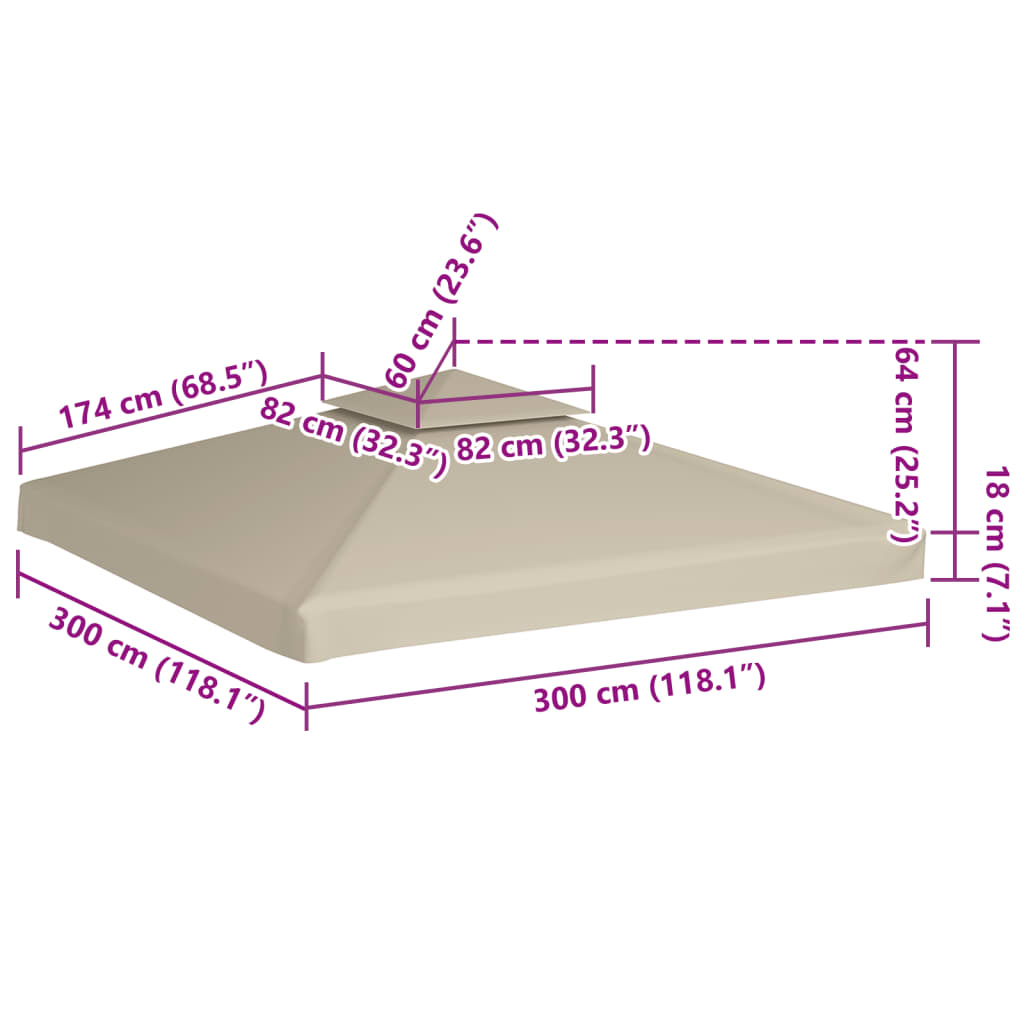 Náhradná strieška na altánok 310 g/m², béžová 3x3 m