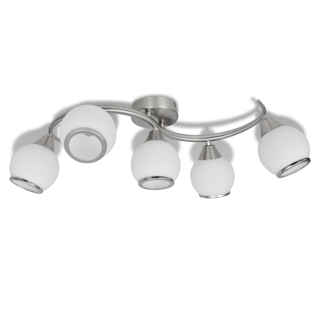 Stropná Lampa So Sklenenými Tienidlami Na Zvlnenej Koľajnici