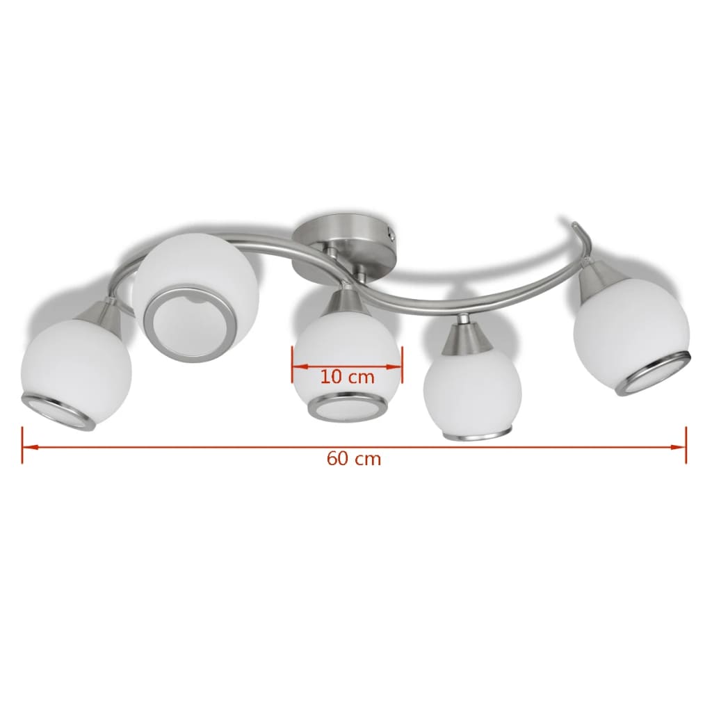 Stropná Lampa So Sklenenými Tienidlami Na Zvlnenej Koľajnici