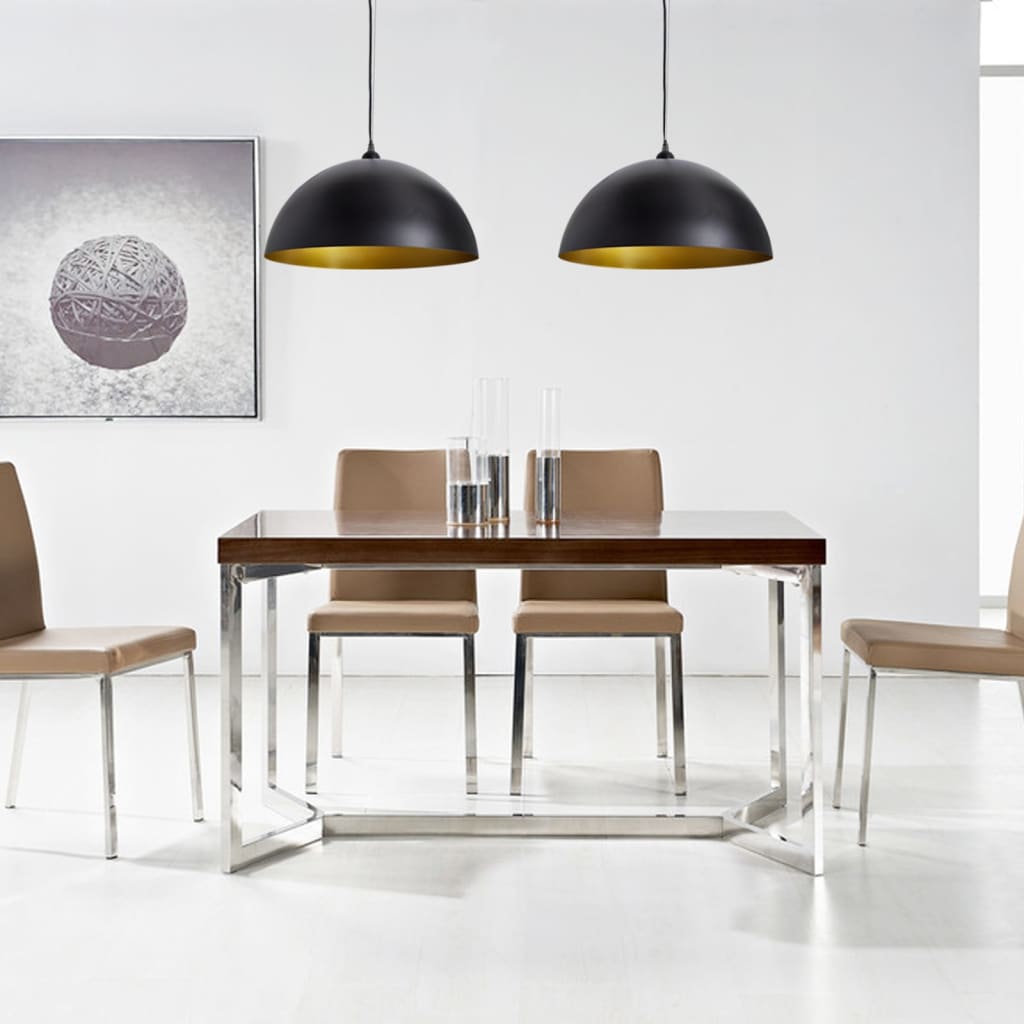 Stropná Lampa 2 Ks, Nastaviteľná Výška, Pologuľa, Čierna