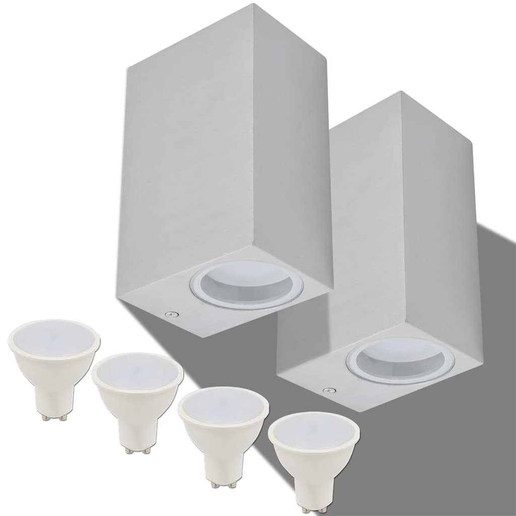 Vonkajšie Nástenné Led Svietidlá, 2 Ks, Štvorcové, Svietenie Zhora/Zdola