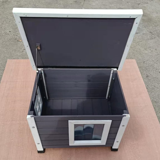 Vonkajší domček pre mačky 57x45x43 cm, drevo, sivo biely