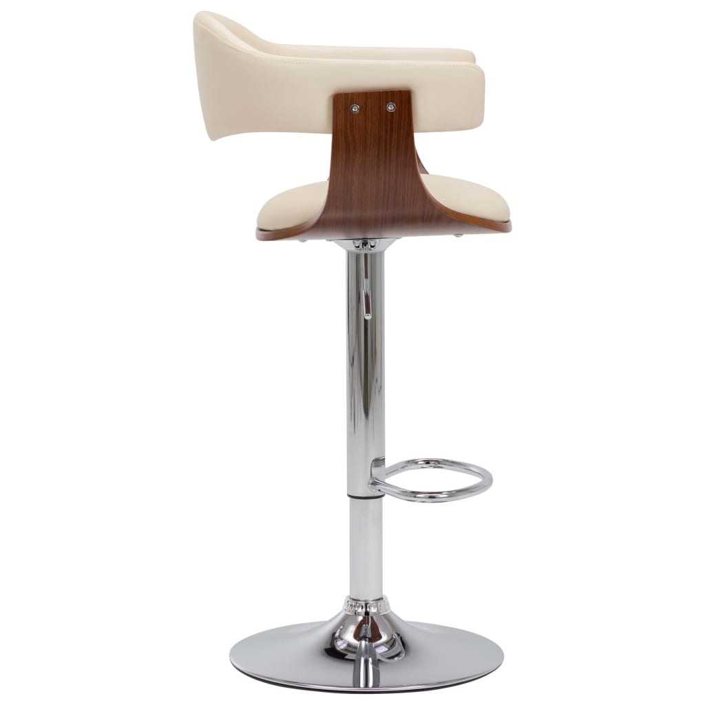 Barové Stoličky 2 Ks Krémové Ohýbané Drevo A Umelá Koža