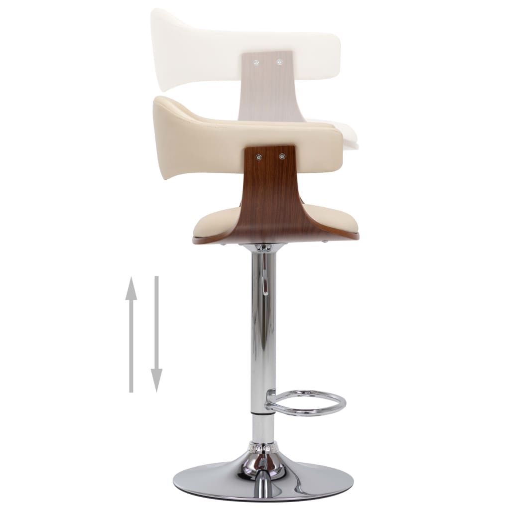 Barové Stoličky 2 Ks Krémové Ohýbané Drevo A Umelá Koža