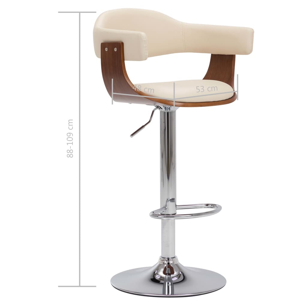 Barové Stoličky 2 Ks Krémové Ohýbané Drevo A Umelá Koža