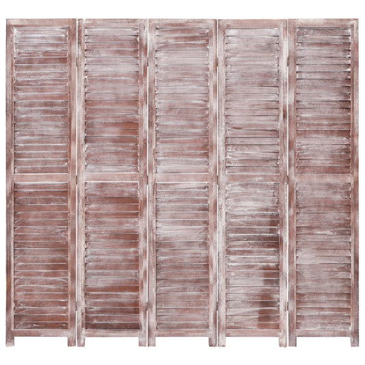 5-panelový paraván hnedý 175x165 cm drevený