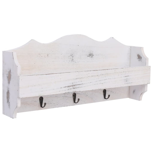 Nástenný vešiak biely 50x10x23 cm drevený