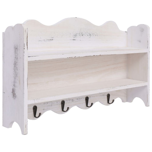 Nástenný vešiak biely 50x10x30 cm drevený