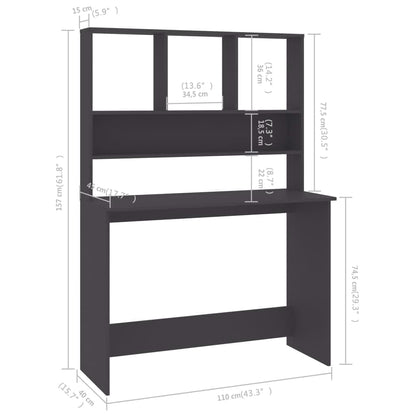 Stôl s policami, sivý 110x45x157 cm, kompozitné drevo