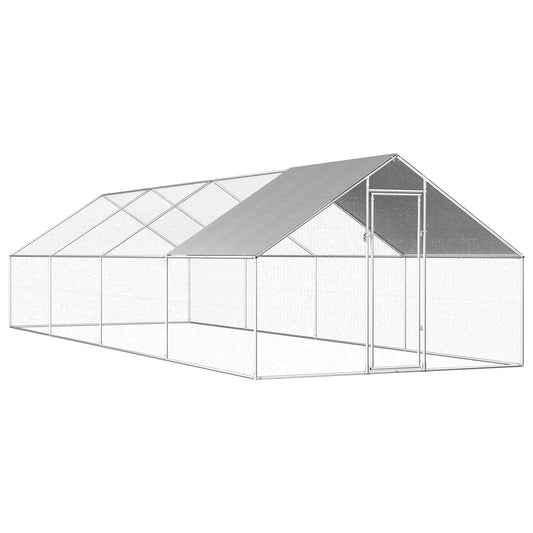Vonkajšia klietka pre sliepky 2,75x8x1,92 m, pozinkovaná oceľ