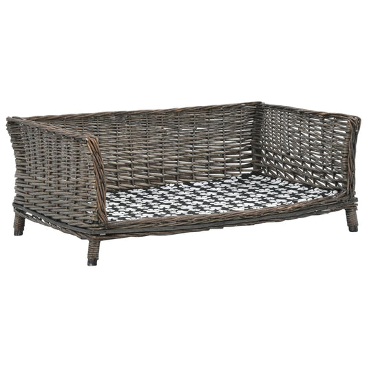 Košík pre psa s vankúšom sivý 90x54x35 cm prírodná vŕba