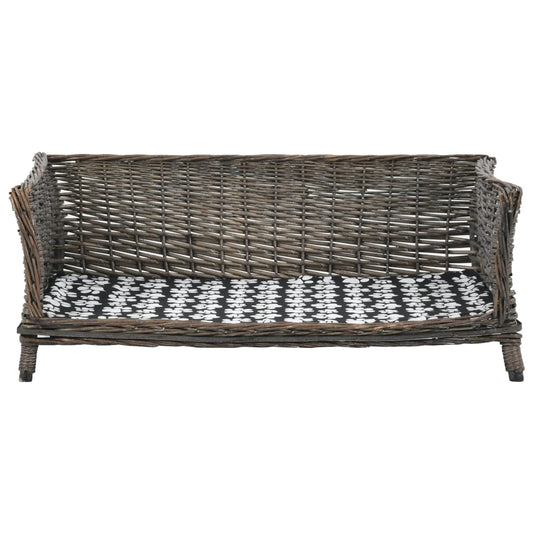 Košík pre psa s vankúšom sivý 90x54x35 cm prírodná vŕba