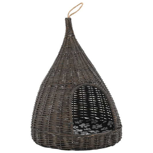 Domček pre mačku s vankúšom sivý 40x60 cm prírodná vŕba típí